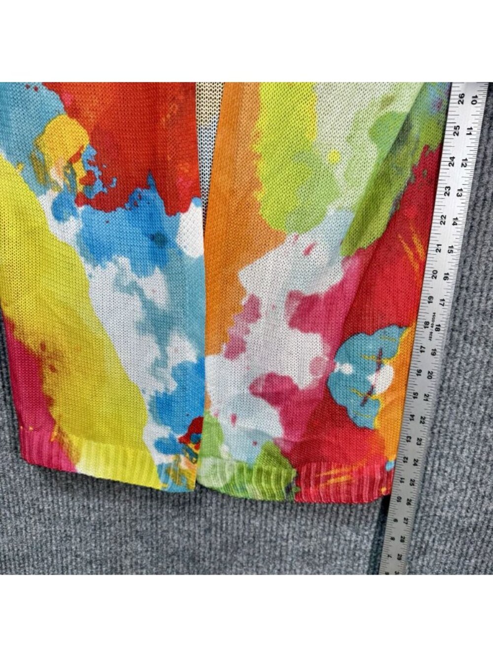 Ethyl Paint Splatter Cardigan Women’s S/M Multicolor Open Front Knit 3/4 Sleeve - Picture 9 of 10